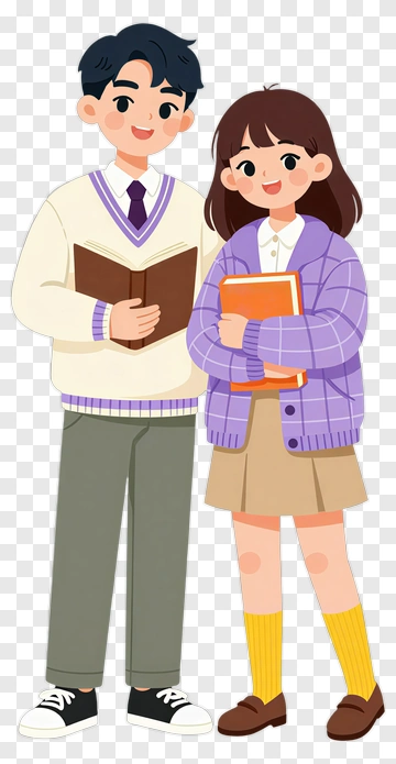 Student Couple Holding Books PNG