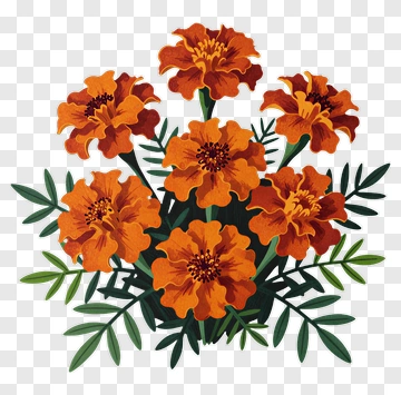 Colorful Marigold Flower Bouquet PNG