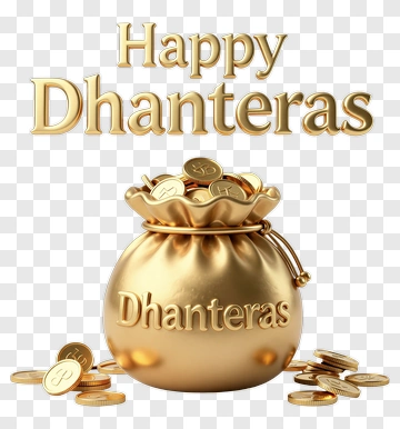 Happy Dhanteras Gold Coin Bag PNG