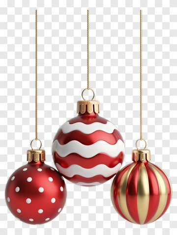 Christmas Ornaments In Red And Gold PNG
