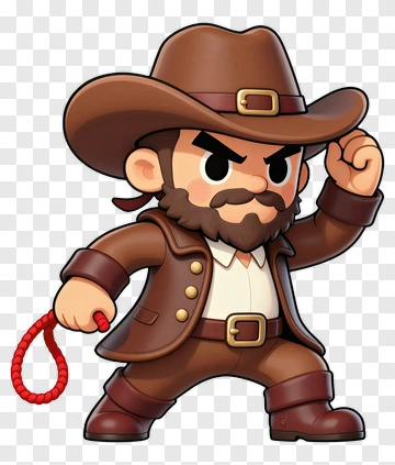 Cartoon Cowboy Holding A Lasso PNG