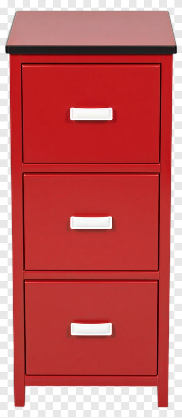 Red Three-Drawer Storage Cabinet PNG