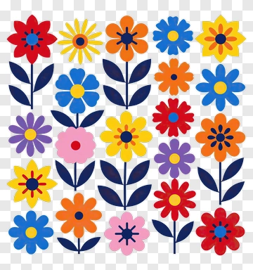 Colorful Floral Pattern Design PNG