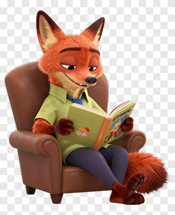 Cartoon Fox Reading A Book PNG