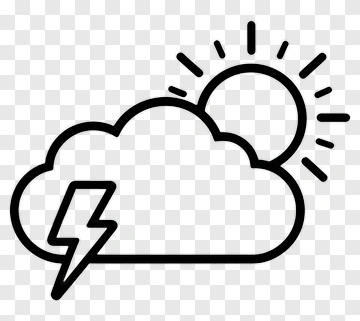 Weather Icon With Cloud, Sun, And Lightning Bolt PNG