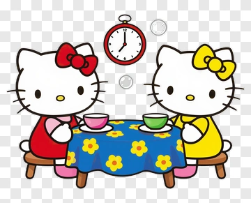 Hello Kitty Characters Having Tea PNG