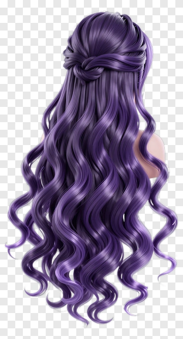 Long Purple Wavy Hair PNG