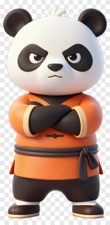 Cartoon Panda Character In An Orange Outfit PNG