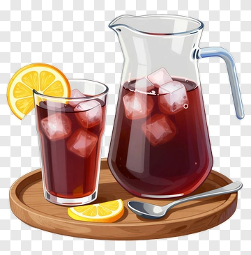 Iced Tea Pitcher And Glass With Lemon Slices PNG