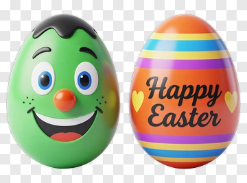 Happy Easter Egg With Cartoon Face PNG