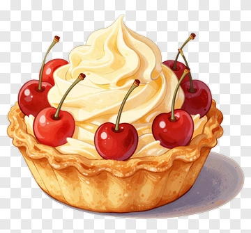 Cherry Tart With Whipped Cream PNG