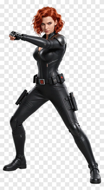 Female Superhero In Black Tactical Suit PNG