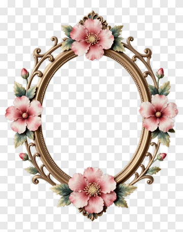 Floral Decorative Frame With Pink Flowers PNG