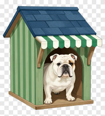 Bulldog In A Dog House PNG