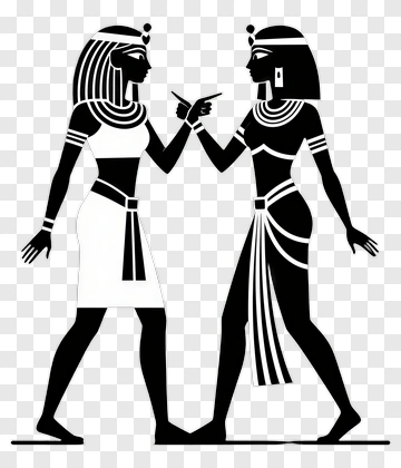 Silhouette Of Two Egyptian Women Interacting PNG