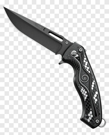 Folding Knife With Black Handle PNG