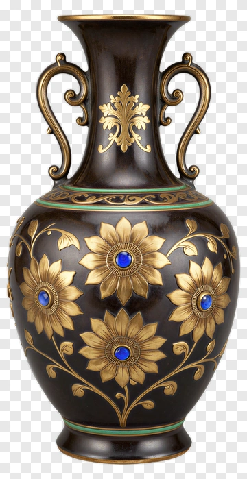 Decorative Vase With Floral Design PNG
