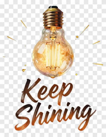 Light Bulb With Keep Shining Text PNG