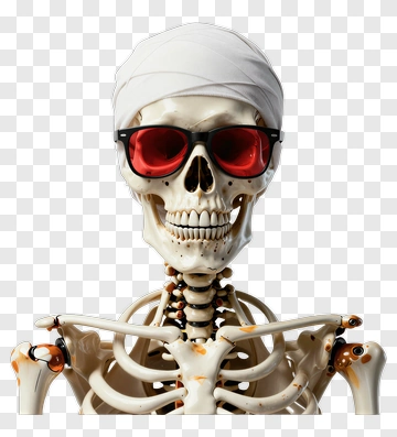 Skeleton Wearing Sunglasses And Headscarf PNG