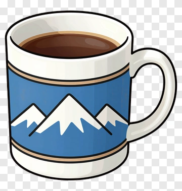 Coffee Mug With Mountain Design PNG
