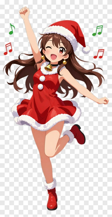 Cheerful Girl In A Christmas Dress PNG