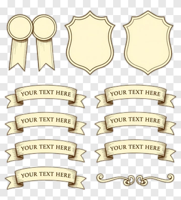 Vintage Ribbon And Badge Set For Custom Text PNG