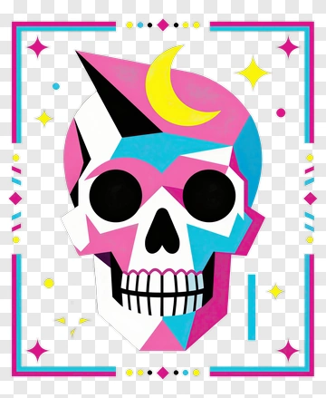 Colorful Geometric Skull Art PNG