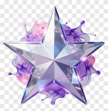 3D Shiny Star With Purple And Pink Splash PNG