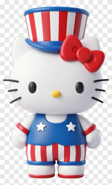 Hello Kitty In Patriotic Outfit PNG