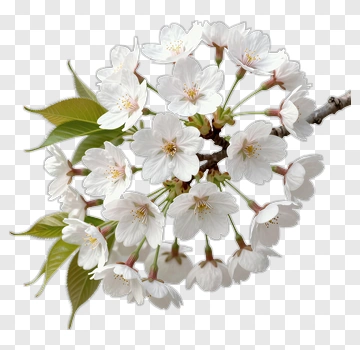 Cherry Blossom Branch With White Flowers PNG