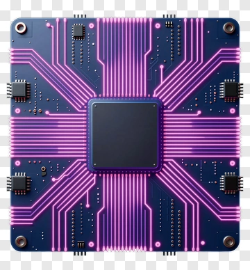 Futuristic Circuit Board With Neon Lines PNG