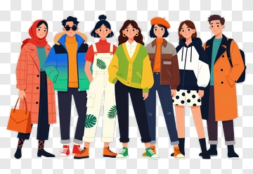 Fashionable Group Of Young Adults PNG