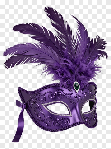 Purple Feathered Masquerade Mask PNG