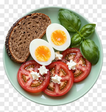 Breakfast Plate With Tomatoes And Boiled Eggs PNG