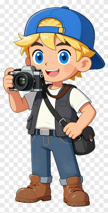 Cartoon Photographer Holding A Camera PNG