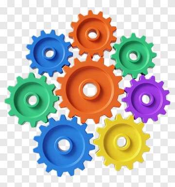 Colorful Gears Arrangement PNG