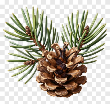 Pine Cone With Green Needles PNG