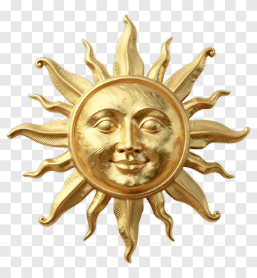 Golden Sun With Radiating Rays PNG
