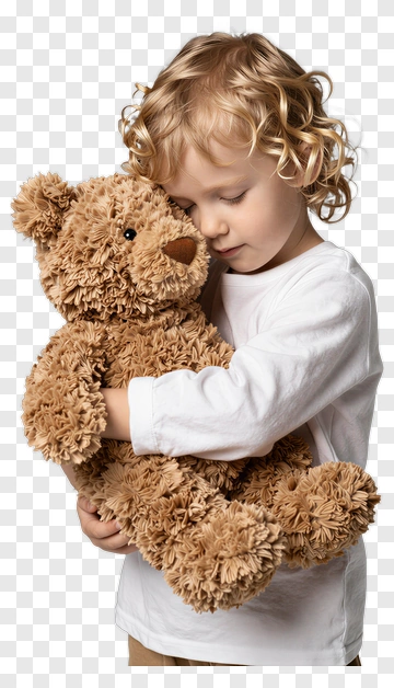 Child Holding A Plush Teddy Bear PNG