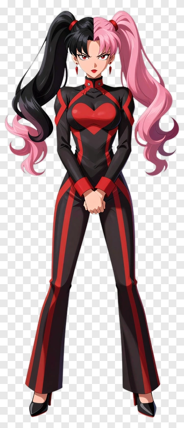 Anime Character With Black And Pink Hair PNG