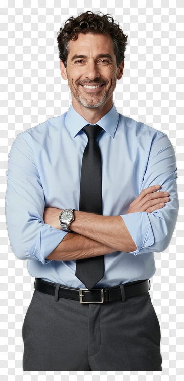 Businessman Smiling With Crossed Arms PNG