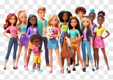 Diverse Group Of Friends With A Horse And A Cat PNG