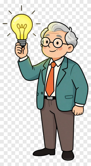 Cartoon Man Holding A Light Bulb PNG