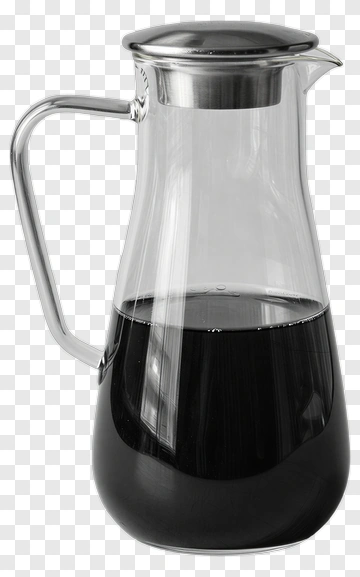 Glass Pitcher With Dark Liquid PNG