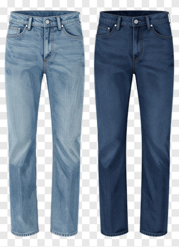 Denim Jeans In Light And Dark Wash PNG