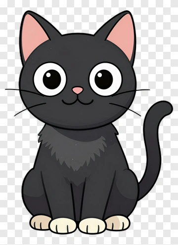 Cartoon Black Cat PNG