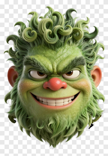 Cartoon Green Monster Face PNG