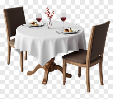 Dining Table Set With Wine And Dessert Plates PNG