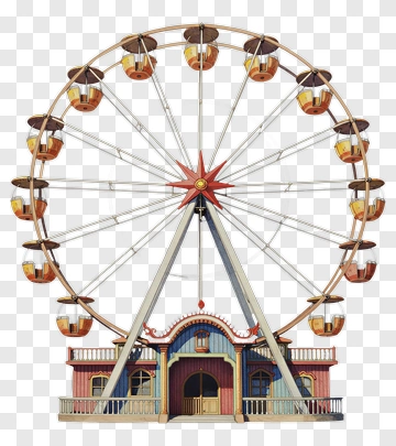 Colorful Ferris Wheel At Amusement Park PNG