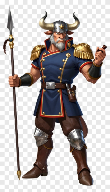 Viking Warrior Holding A Spear PNG